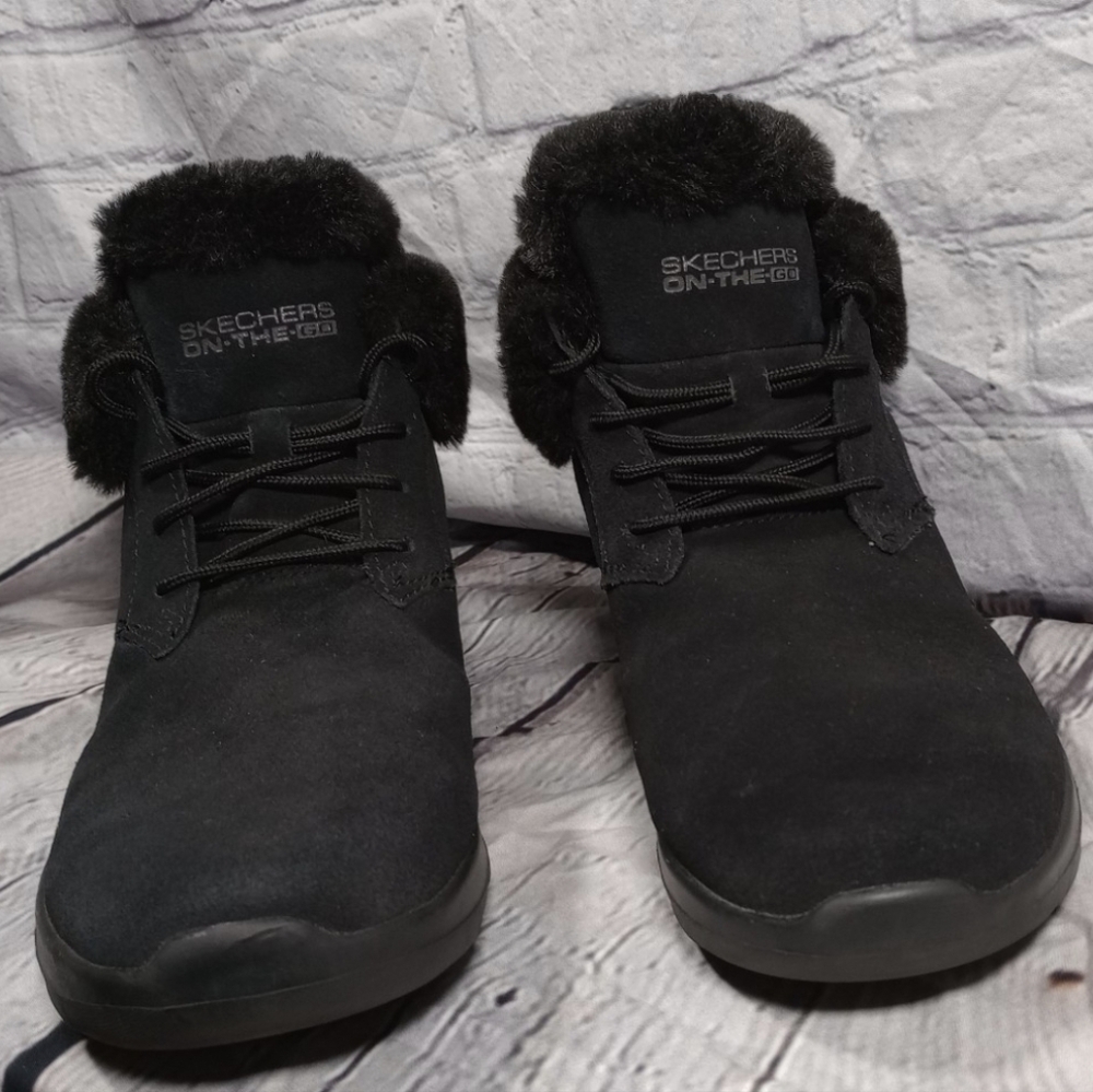 Skechers Women's Suede Lace Up Boots Womens Size 9 Black